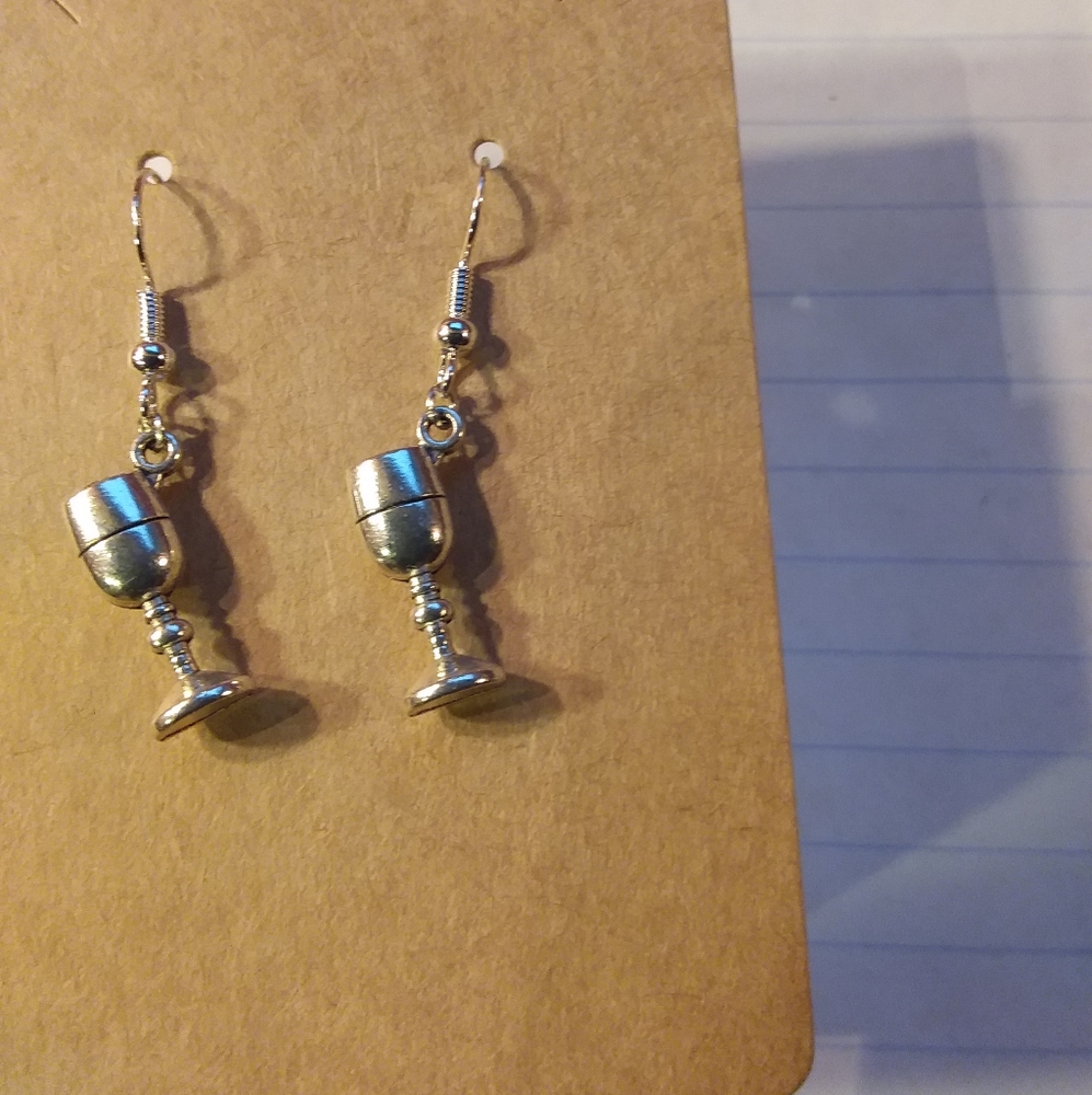 Wine Glass Earrings - Picture 2 of 2